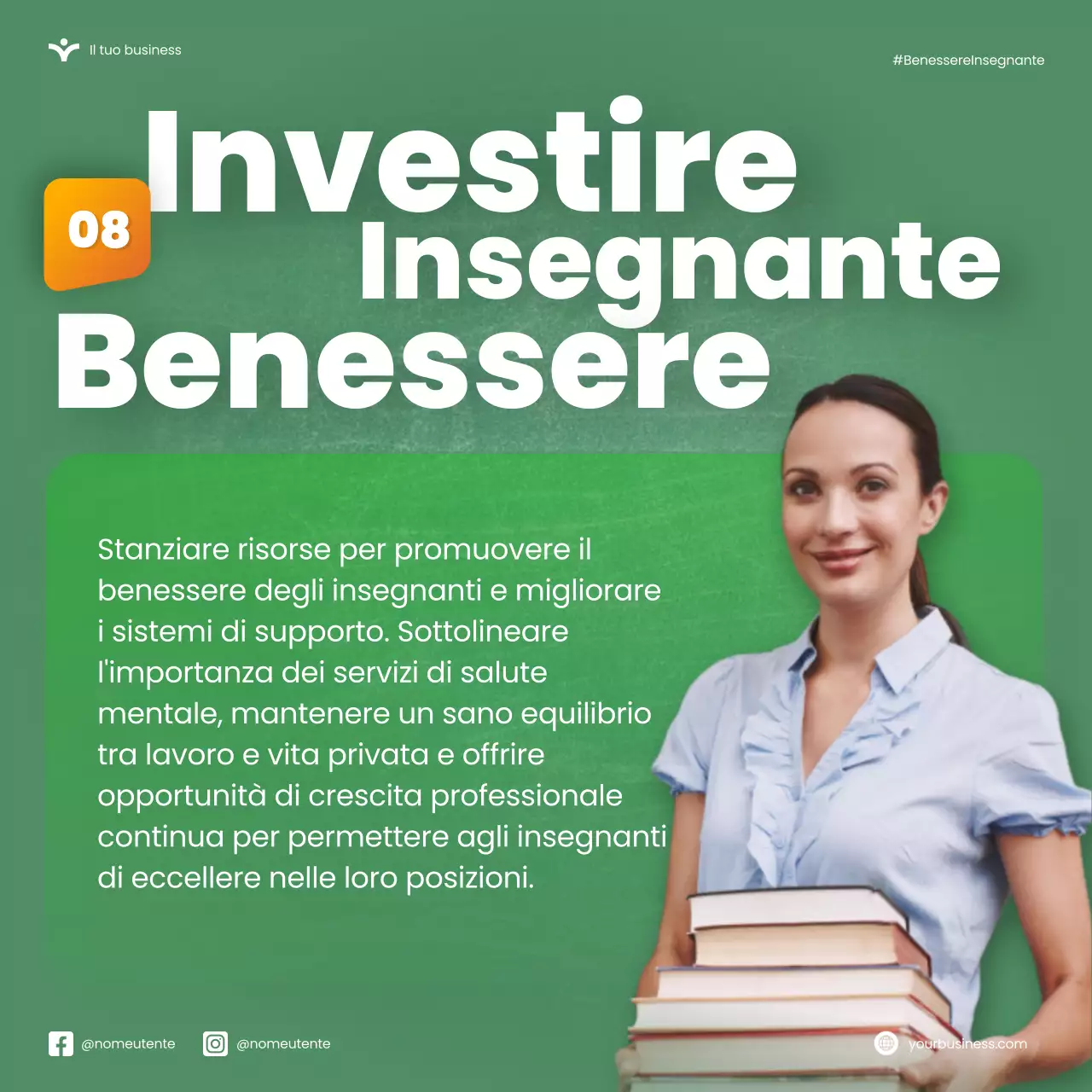 Verde Arancione Moderno Settimana nazionale di apprezzamento degli insegnanti Microblog Carosello di suggerimenti