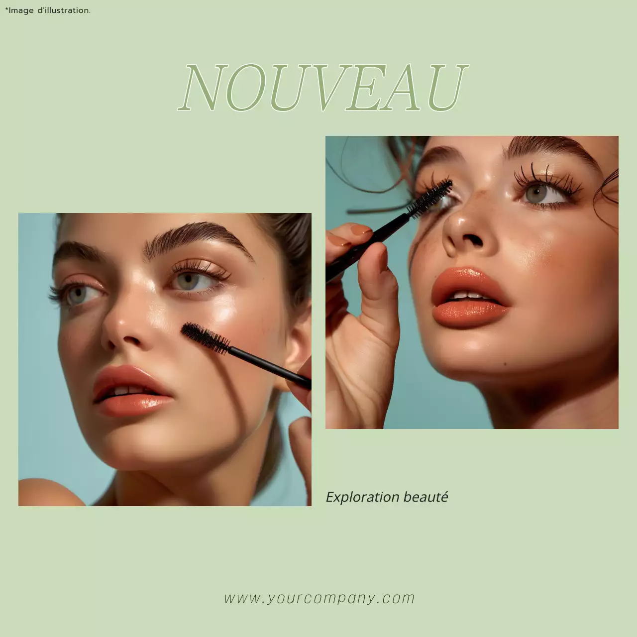 Cadre photo moderne vert et noir Maquillage École de beauté Promotion