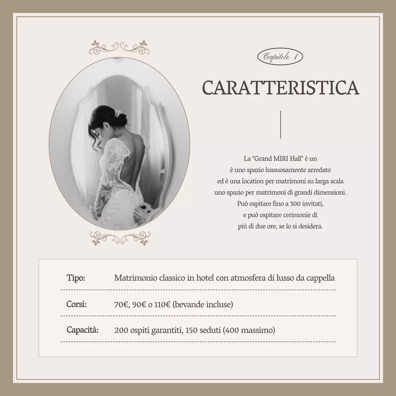 Promuovere un fornitore di nozze semplice in avorio e beige