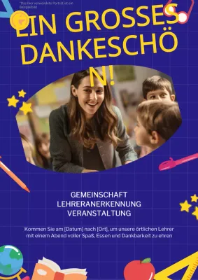 Werben Sie für eine Veranstaltung zum Teacher's Day in Blau und Gelb