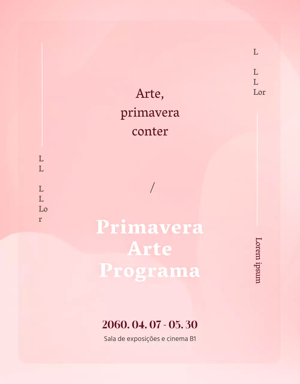 Promoção do programa do centro de artes de gama alta cor-de-rosa e branco