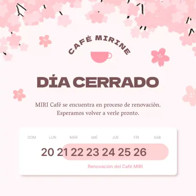 Un simple aviso rosa y blanco de cierre de la tienda