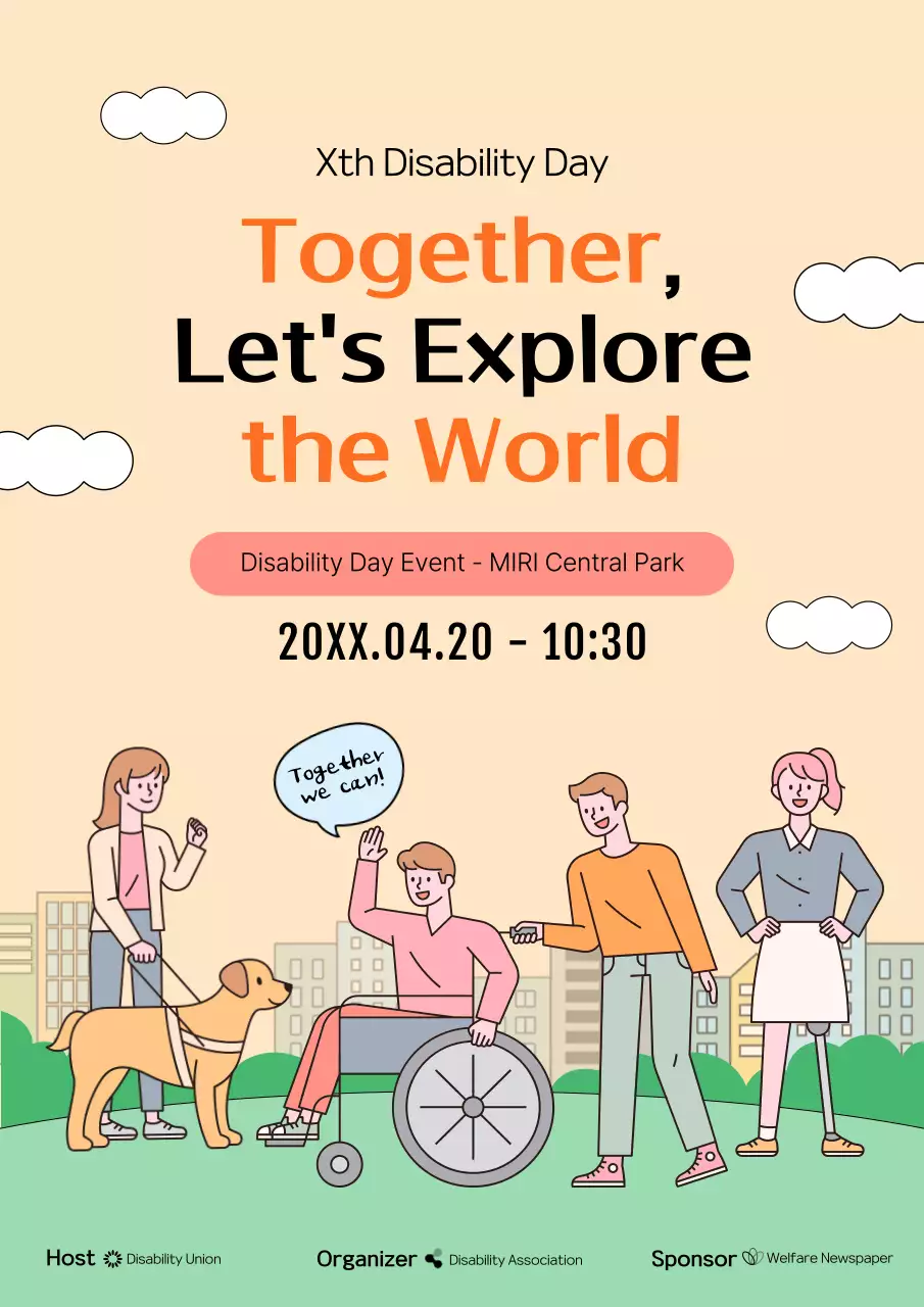 Beige Simple Disability Event Announcement Poster