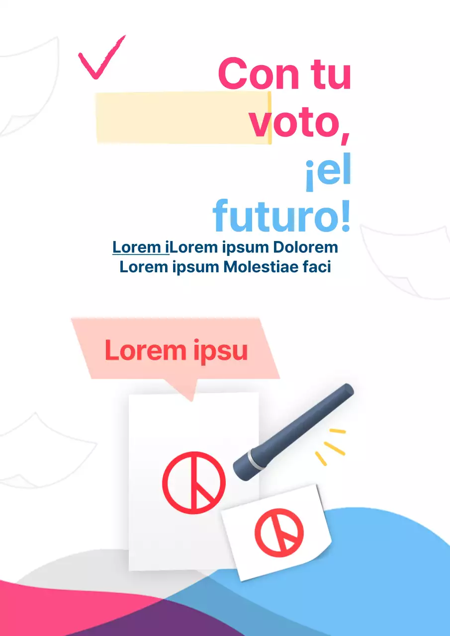 Un sencillo anuncio de ánimo de voto en rosa fuerte y azul claro