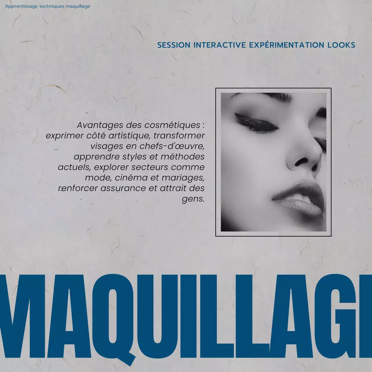 Gris, bleu et blanc Tendance Maquilleur École de beauté Promotion