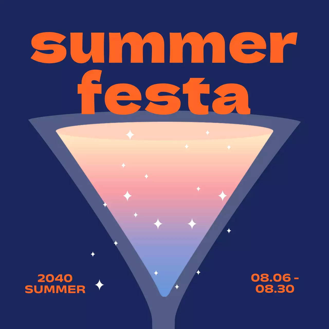 Summer festival with gradients, glitter and gothic typeface