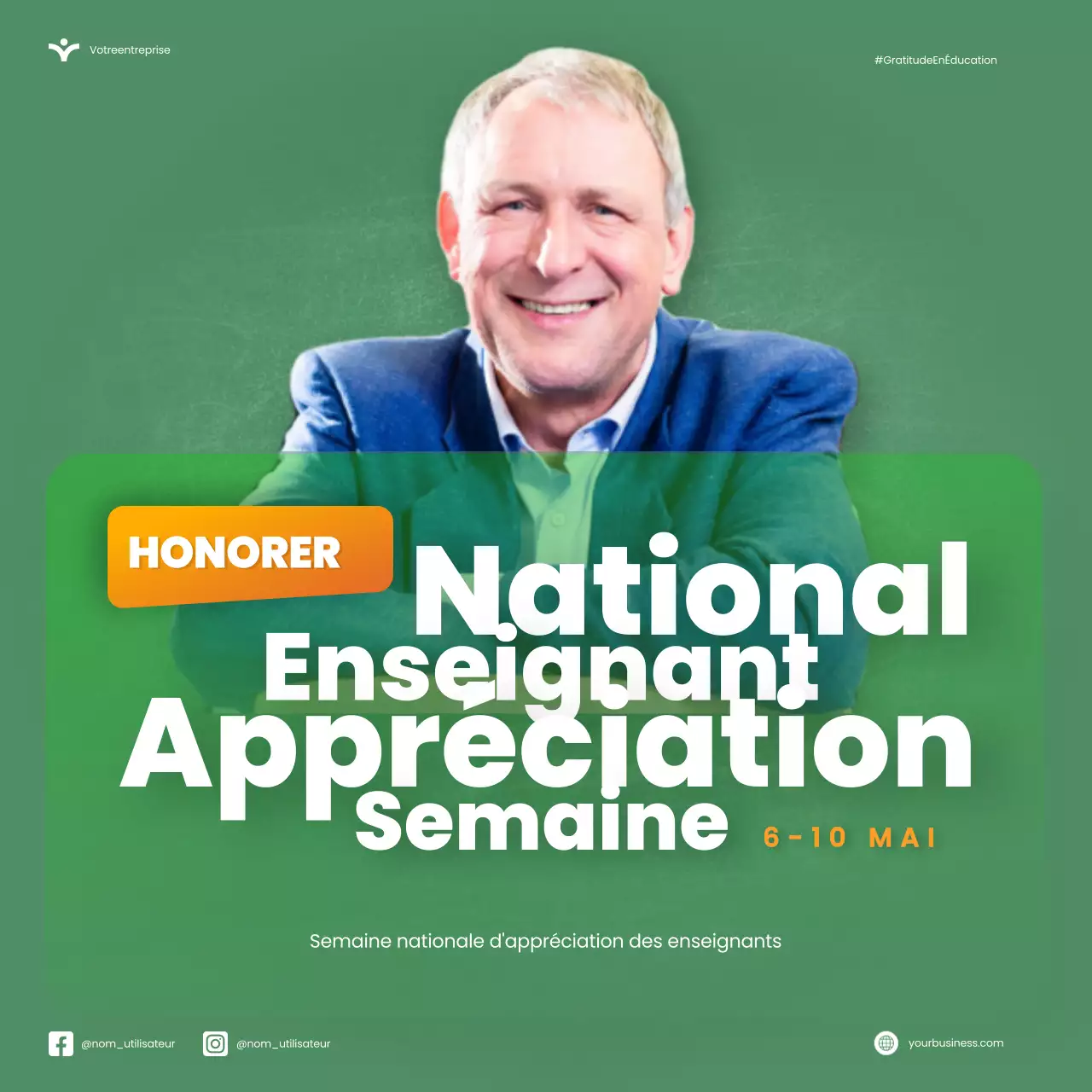 Vert Orange Moderne Semaine nationale d'appréciation des enseignants Microblog Carousel Tips