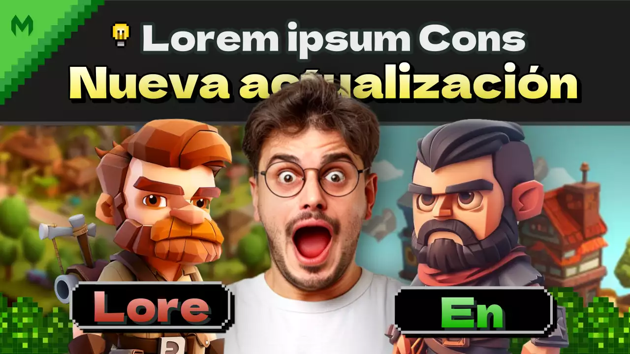 Miniatura en YouTube del juego de fantasía verde y negro