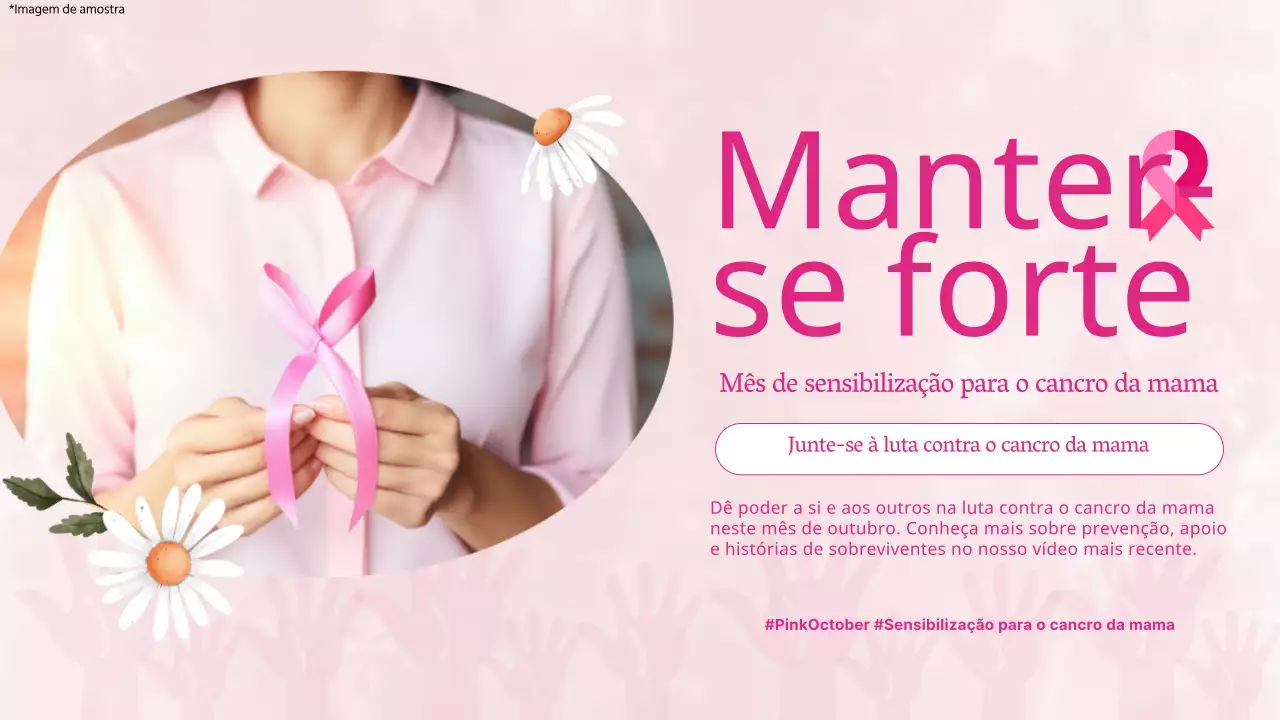 Guia moderno rosa e branco de sensibilização para o cancro da mama