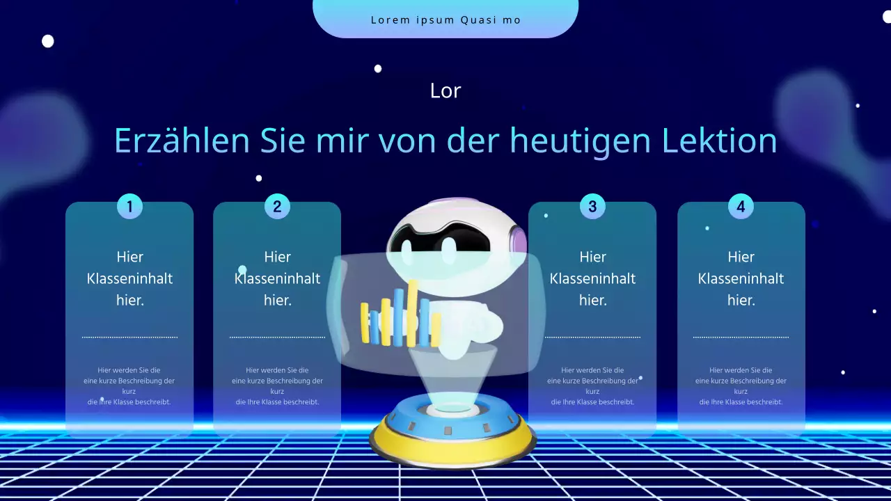 Chatbot-Lehrplan für den Cybernetic Science Day in Marineblau und Hellblau
