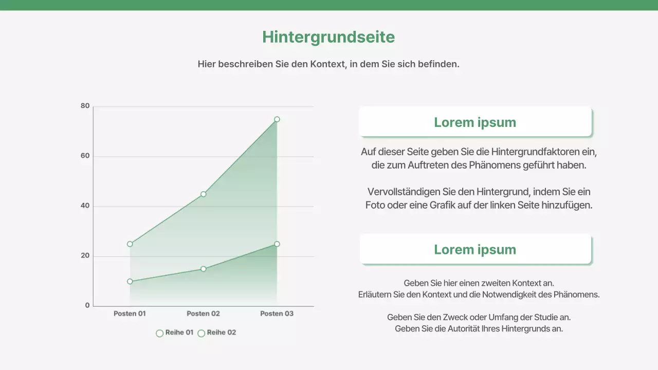 Ein einfacher Geschäftsplan und ein Bewertungsbericht in Grün