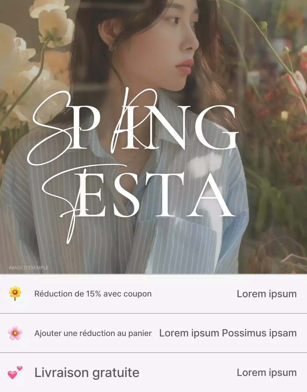 Affiche de couverture pour un centre commercial de mode avec un style simple d'emoji en blanc et gris MainTitle