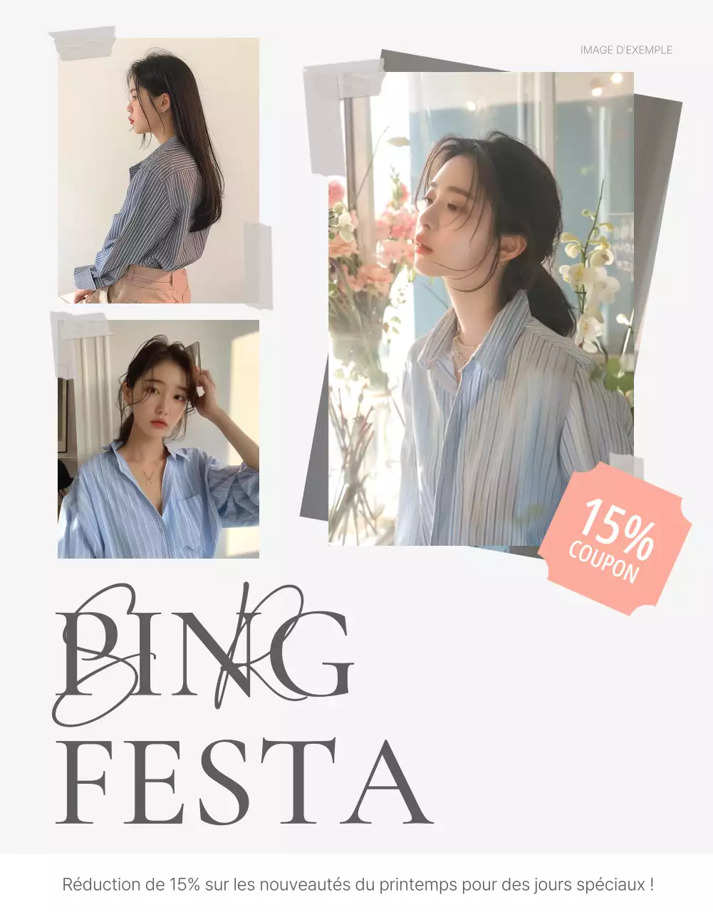 Affiche de couverture pour un centre commercial de mode avec un style simple d'emoji en blanc et gris MainTitle