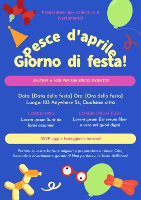 Invito per pesce d'aprile moderno blu e giallo