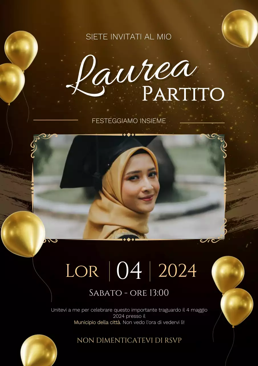 Invito elegante alla stagione delle lauree in oro