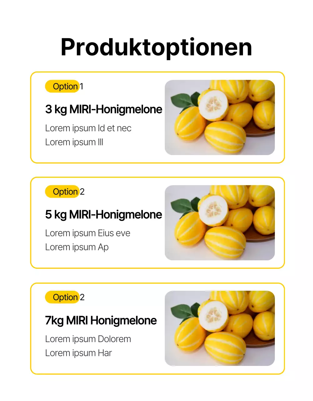 Förderung von gelben, einfachen Frischobstprodukten