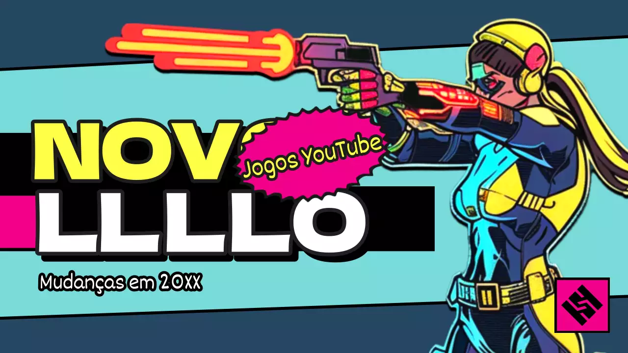 Miniatura do YouTube de jogos retro em cor-de-rosa e amarelo