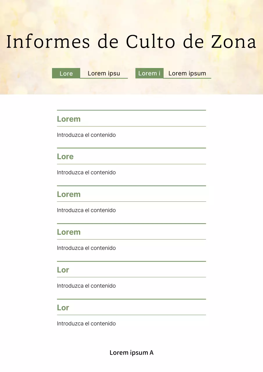 Informe de adoración de zona simple en amarillo y oro