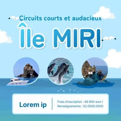 Publicité pour une agence d'excursions d'une journée sur fond bleu clair