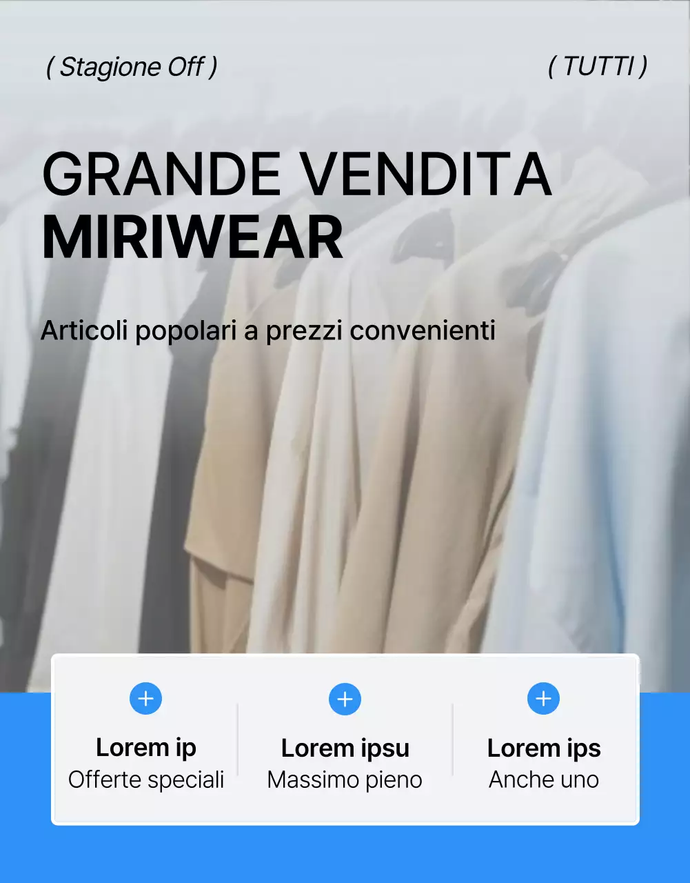 Promuovete una copertina di moda di tendenza in bianco e blu per la pagina dei dettagli