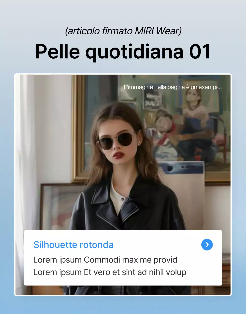Promuovere una pagina di dettaglio mobile di moda blu e bianca di tendenza