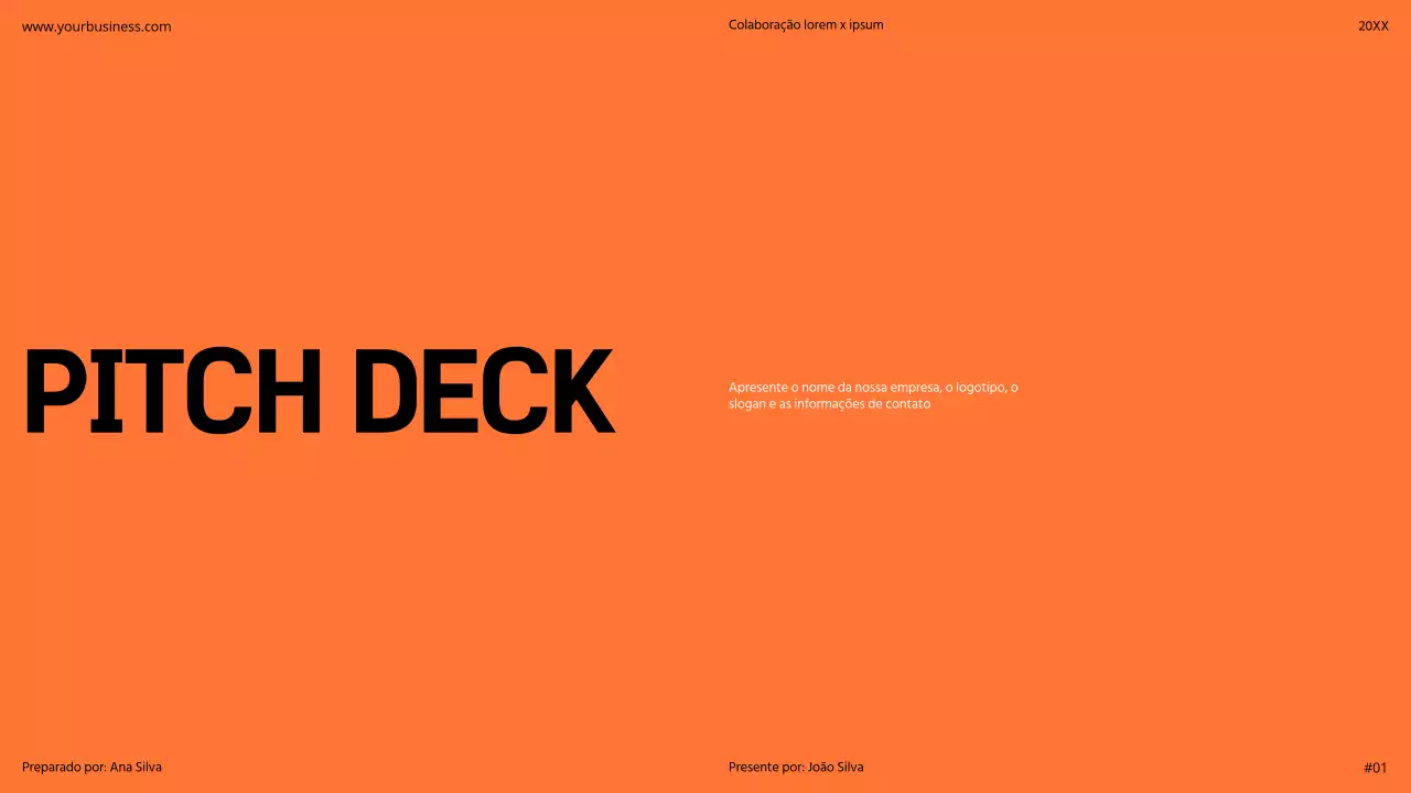 Proposta de Pitch Deck Laranja Moderna Minimal Bold