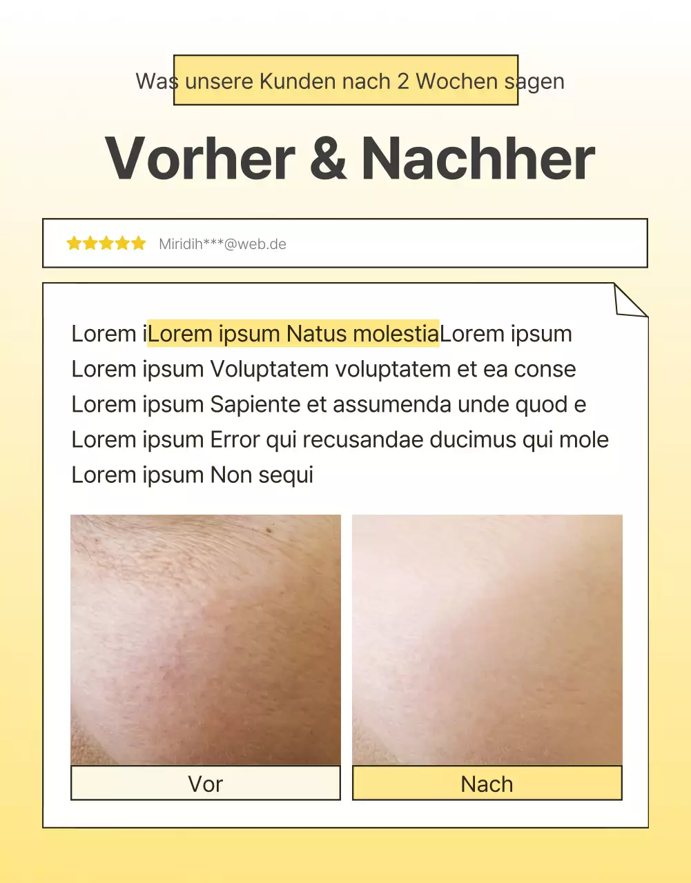 Einfache, mobil-optimierte, detaillierte Hautpflege-Kosmetikwerbung in Gelb und Orange