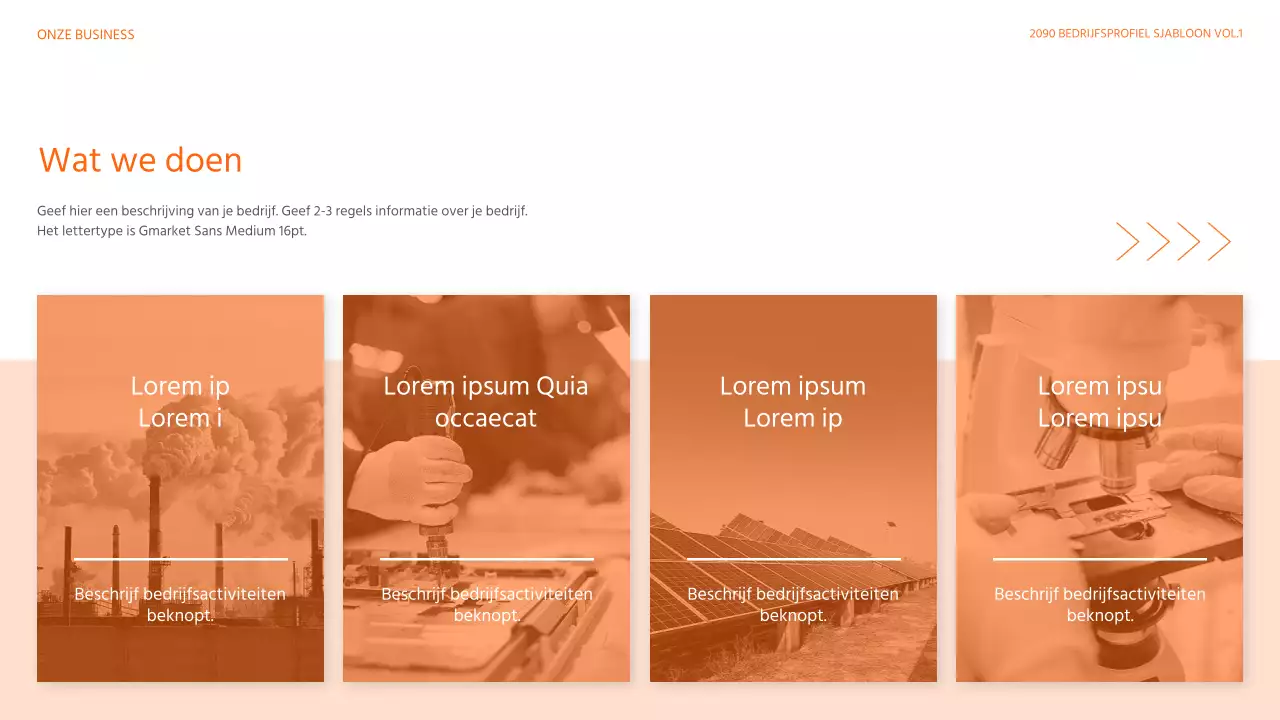 Een modern, oranje en wit, zwaar industrieel chemisch bedrijfsbriefhoofd