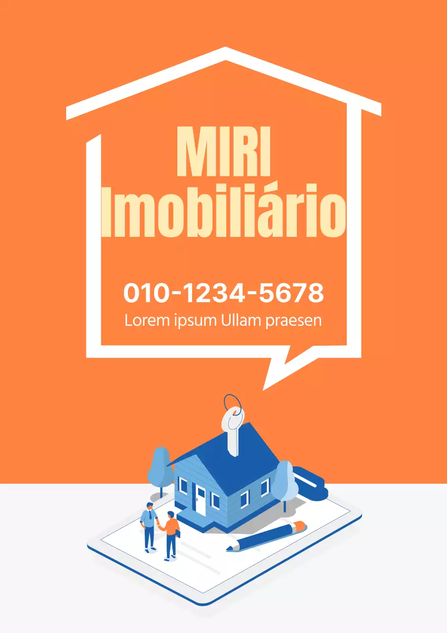 Cartaz simples de publicidade imobiliária em cor de laranja