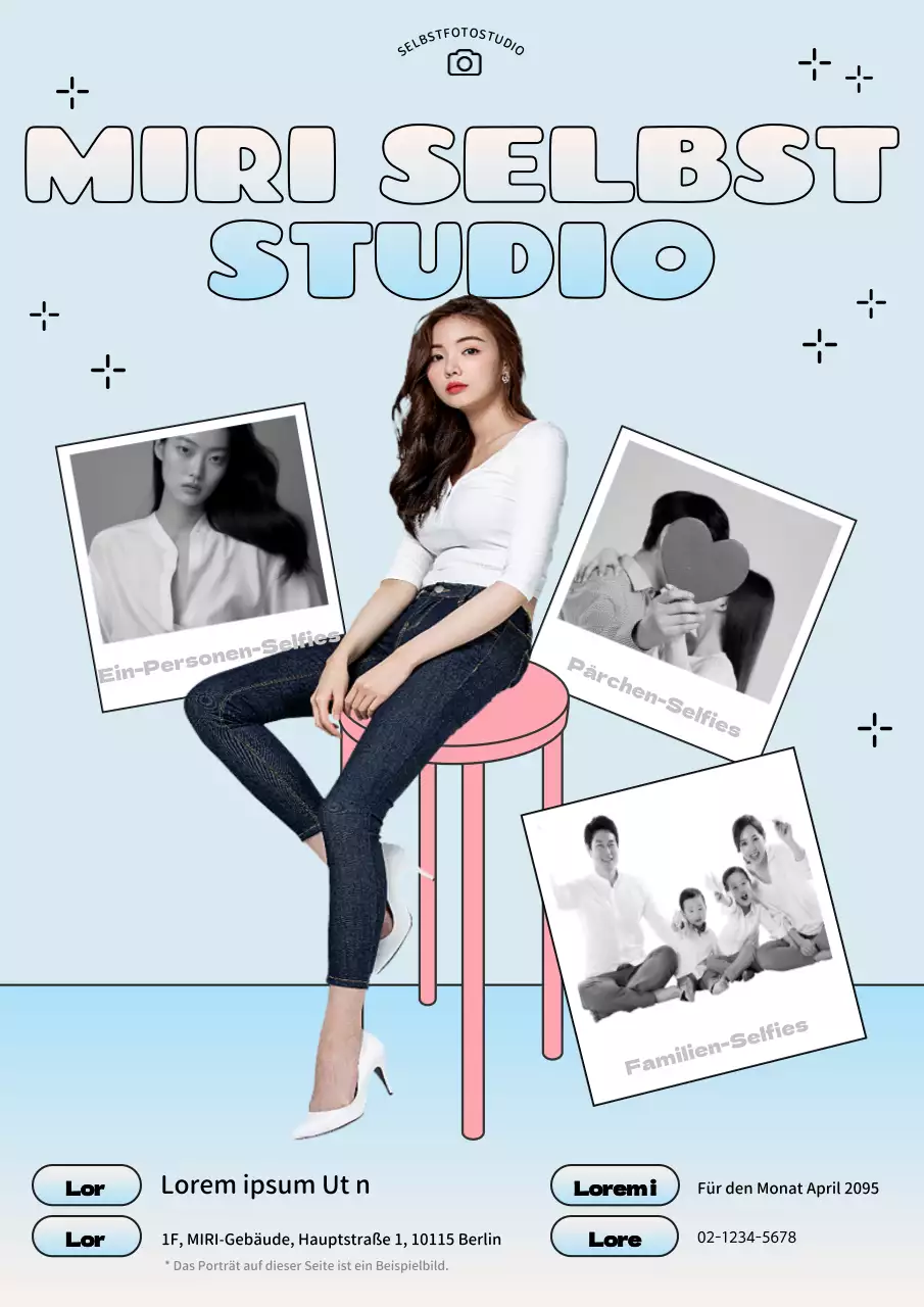 Werben Sie für Ihr hellblau-rosa Selbststudio