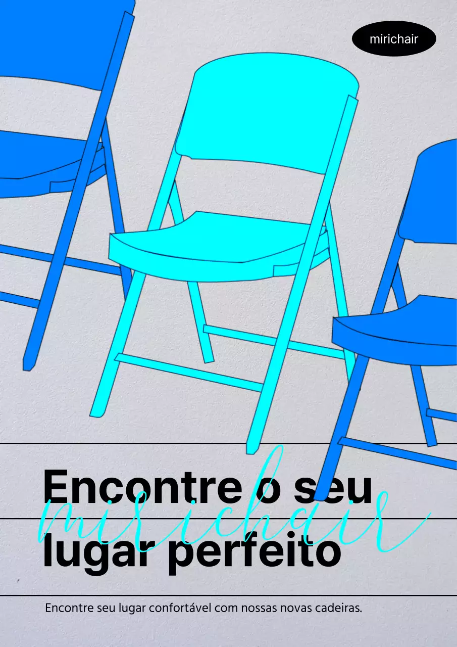 Cartaz promocional de cadeira de loja de mobiliário de interior simples em azul claro e cinzento
