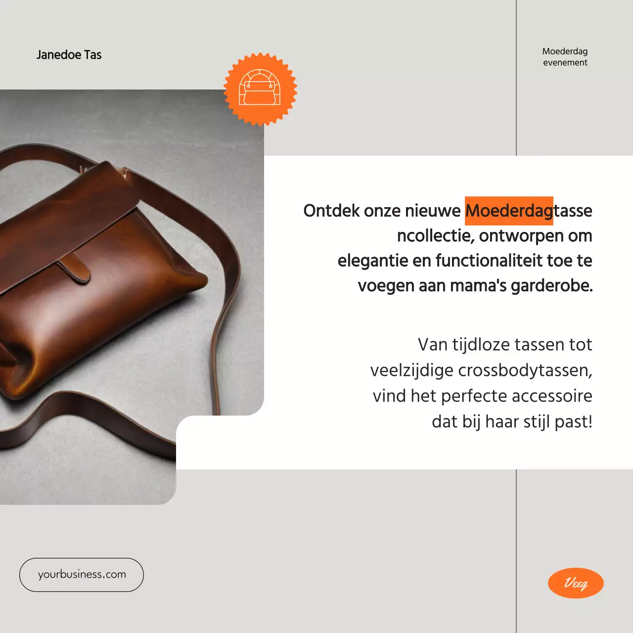 Grijs Oranje Minimal Modern Promotieproduct Moederdag vieren Instagram Carrousel