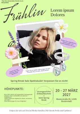 Grün und Lila Modern Spring Break Sale Anzeige