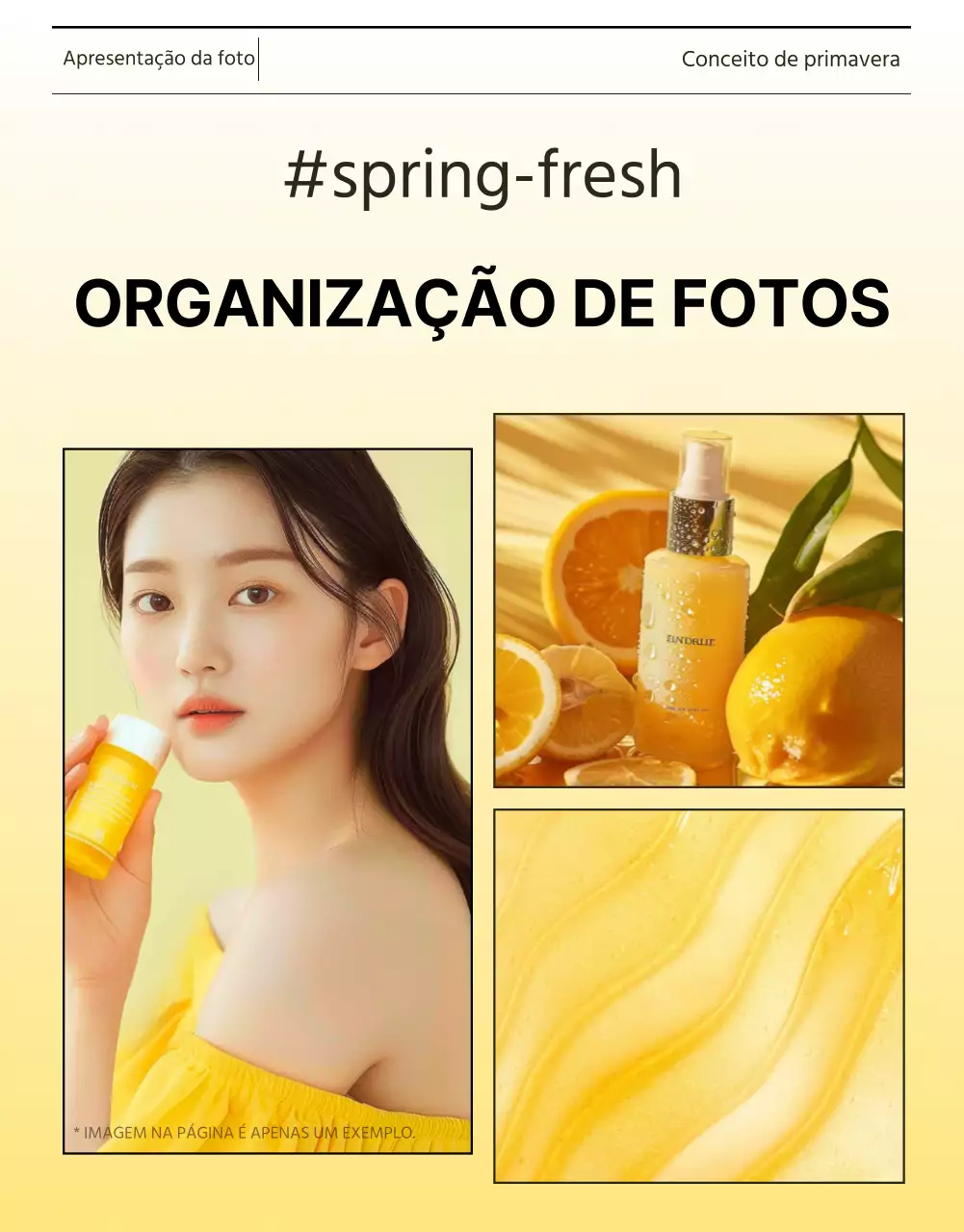 Promover um esquema fotográfico simples de cosméticos para cuidados da pele em amarelo e laranja