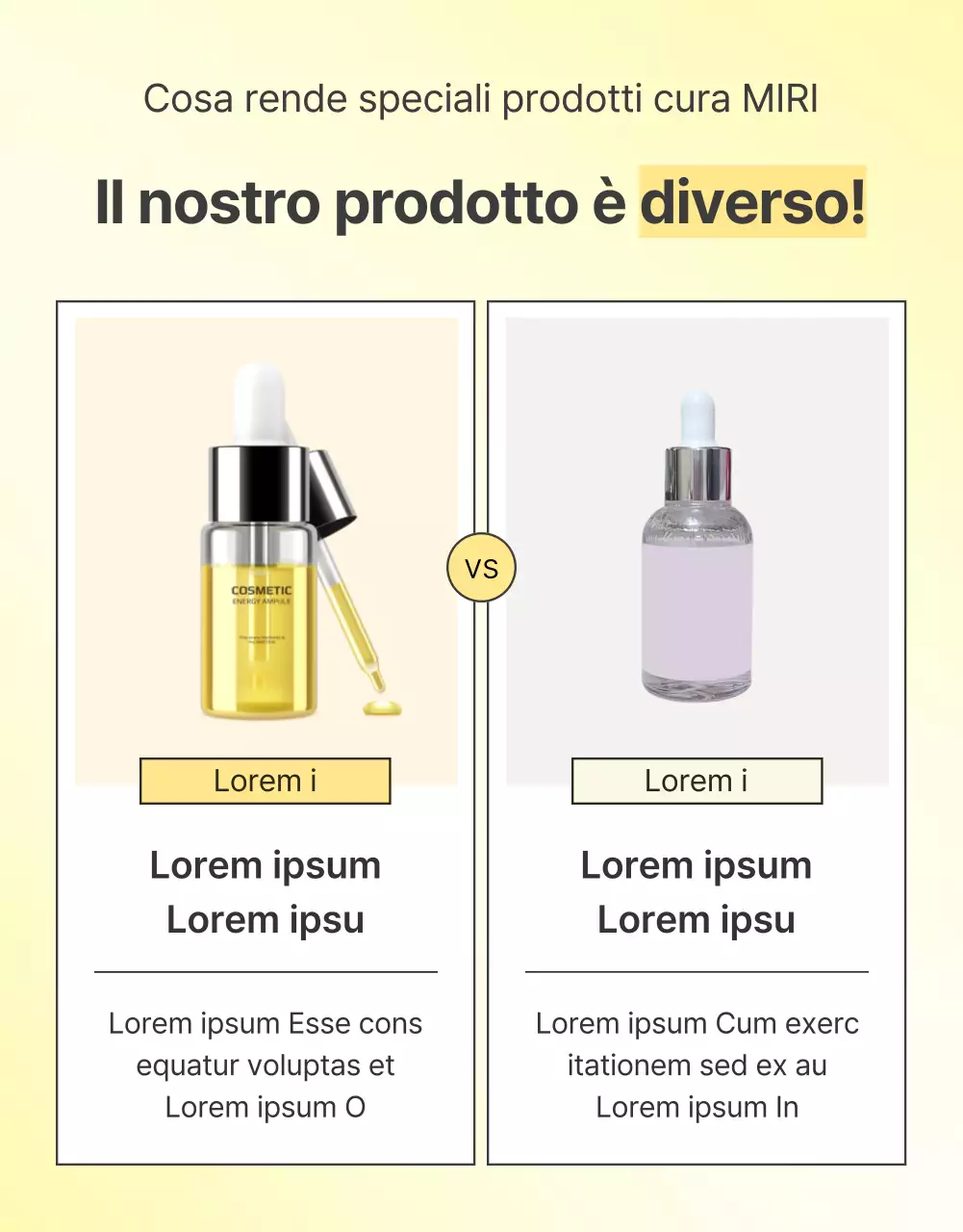 Promuovere una semplice pagina di controllo dei cosmetici per la cura della pelle in giallo e arancione