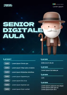 Promuovere una moderna educazione digitale senior in azzurro e blu navy