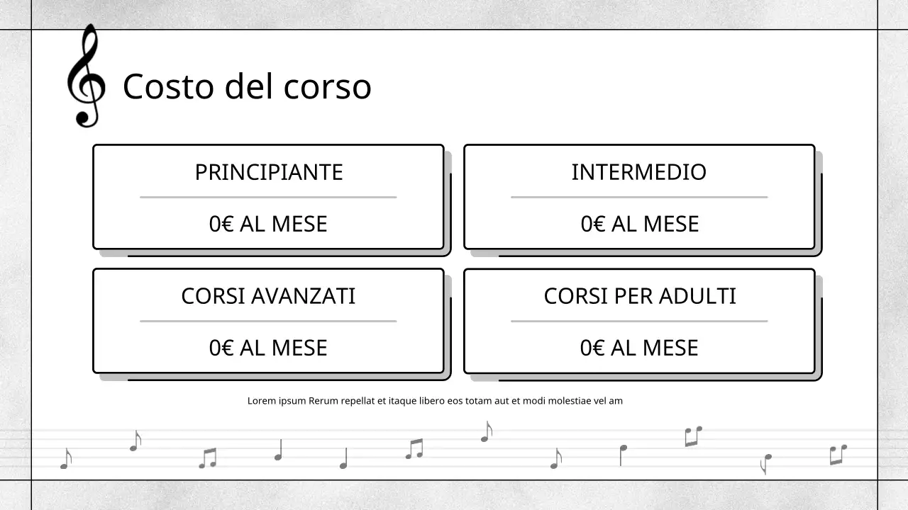 Prospetto della scuola di musica moderna in bianco e nero