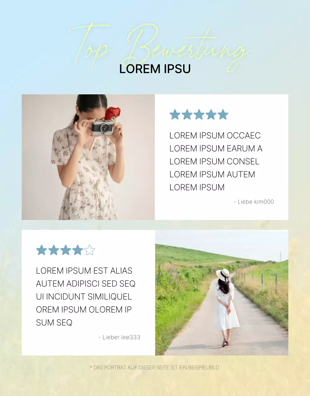 Werbung für ein trendiges Modezentrum in Hellblau und Gelb