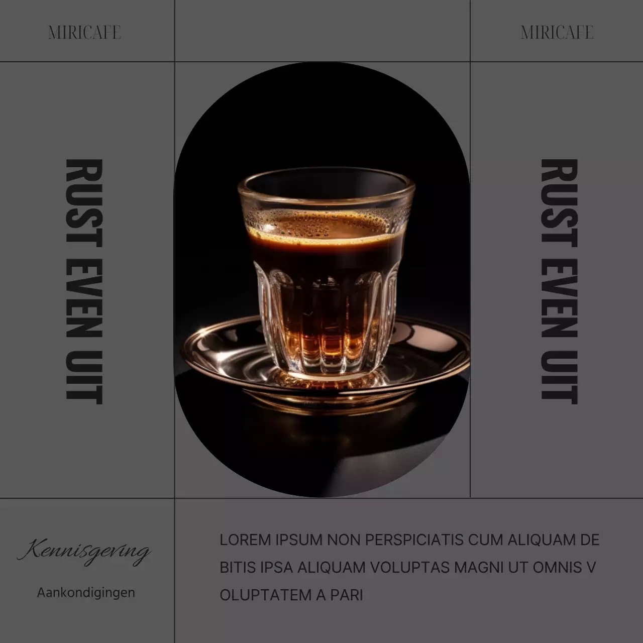 Een eenvoudig café in kaki en grijs Informatie over evenementaankondiging