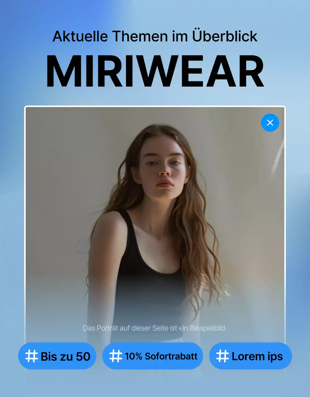 Fördern Sie eine trendige blau-weiße Mode-Detailseite