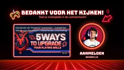 Zwart en rood cyberpunk gevoel gaming YouTube outro cover voor een spel