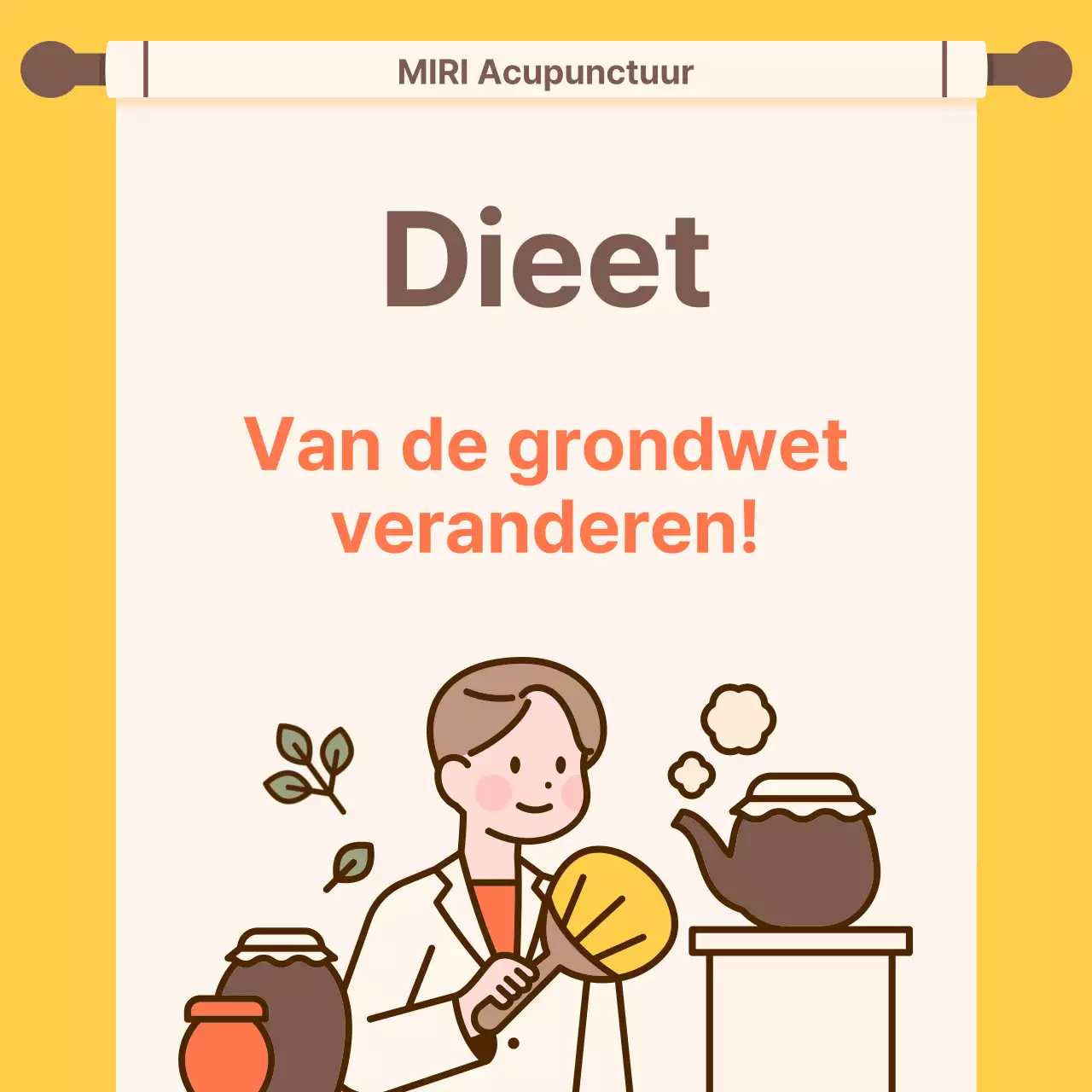 Kitscherig oranje en geel dieet Chinese geneeskunde kliniek promotie