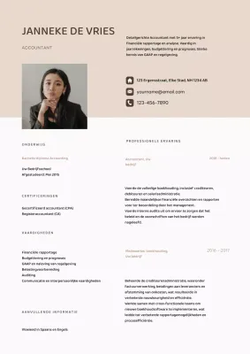 Wit en Beige Eenvoudig Boekhouder C.V.