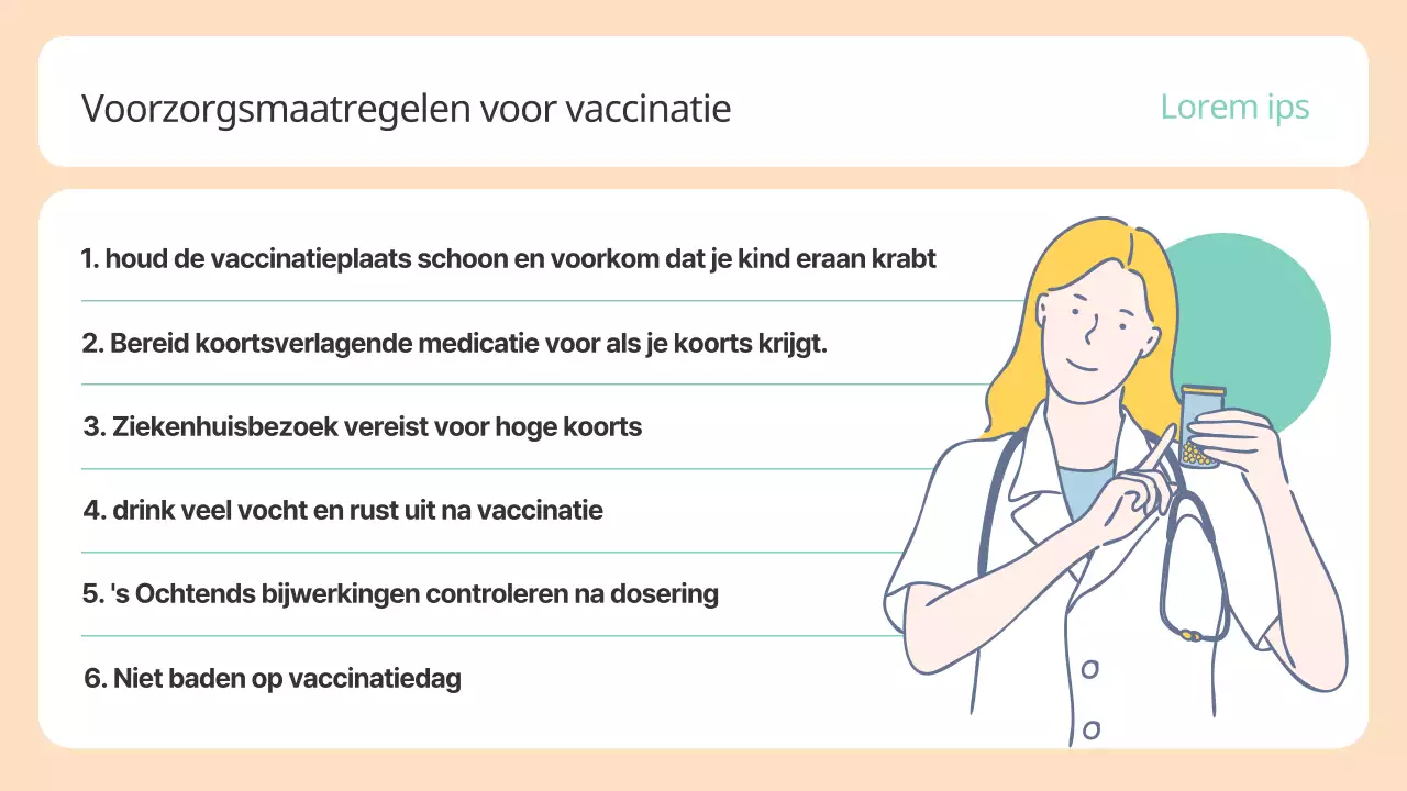 Een schattige beige en mintkleurige gids voor vaccinaties
