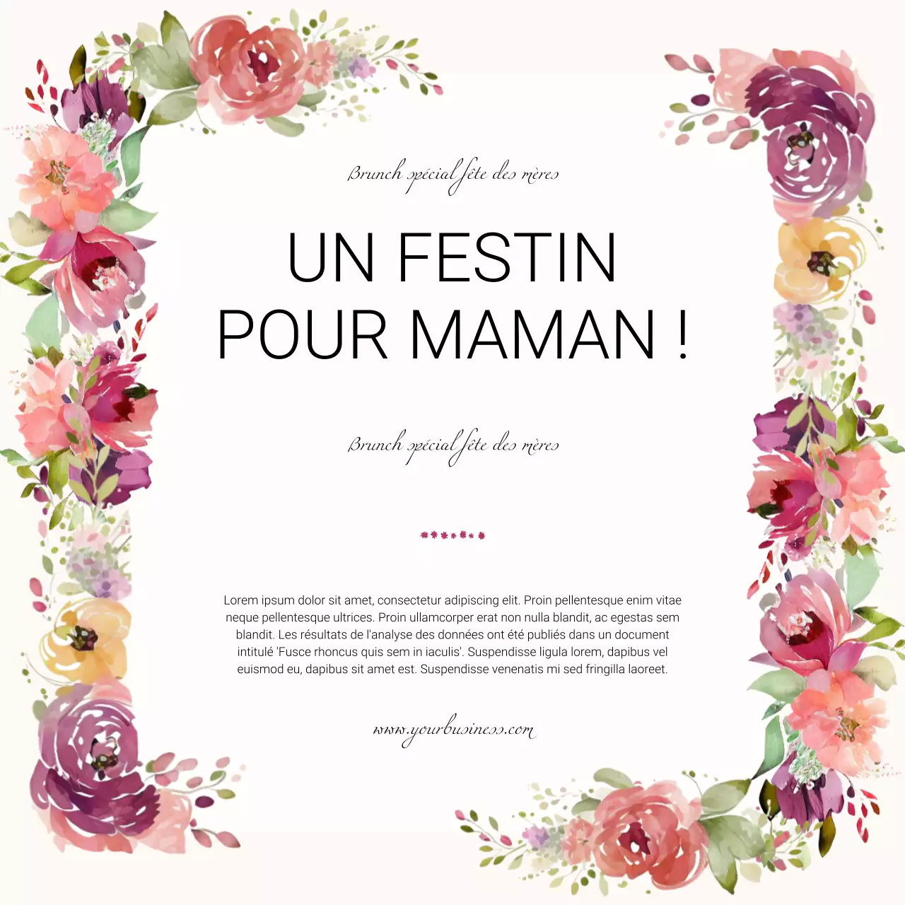 Beige Pink Natural Watercolor Mother's Day Special Menu Promotion