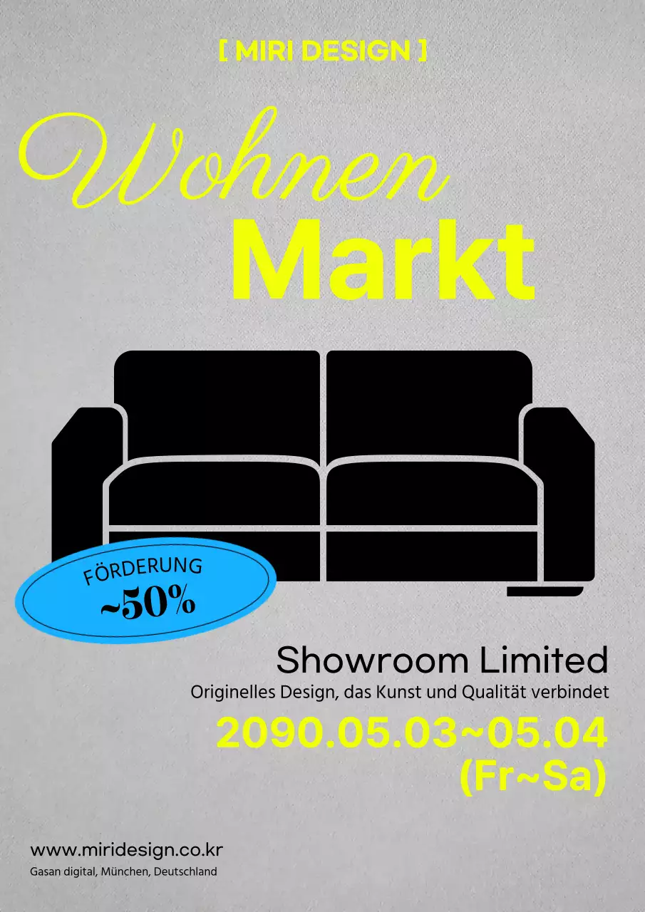 Minimalistische Innenanzeige in Neonfarben