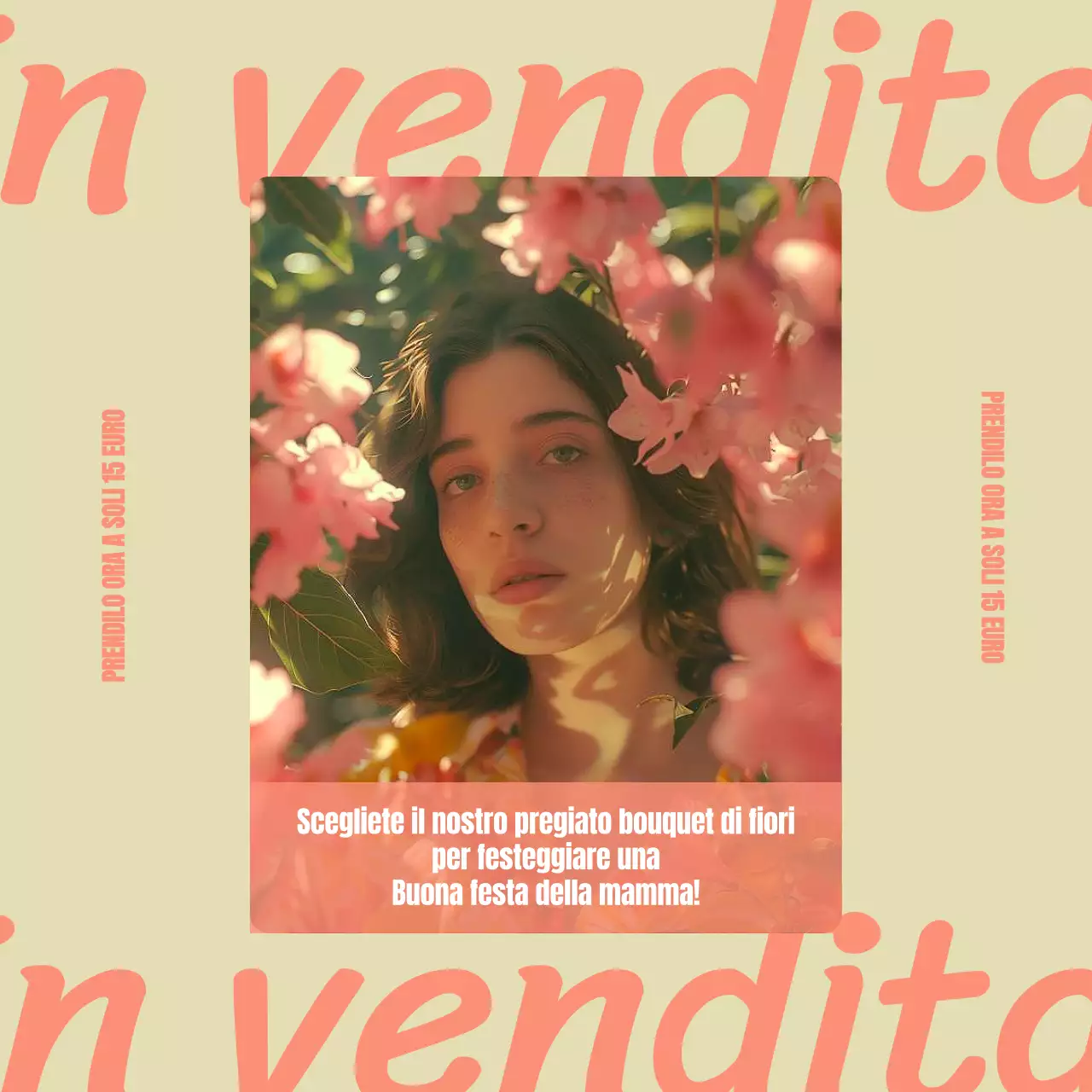 Giallo e rosa Minimal Modern Happy Mother's Day Flower Bouquet Instagram Post