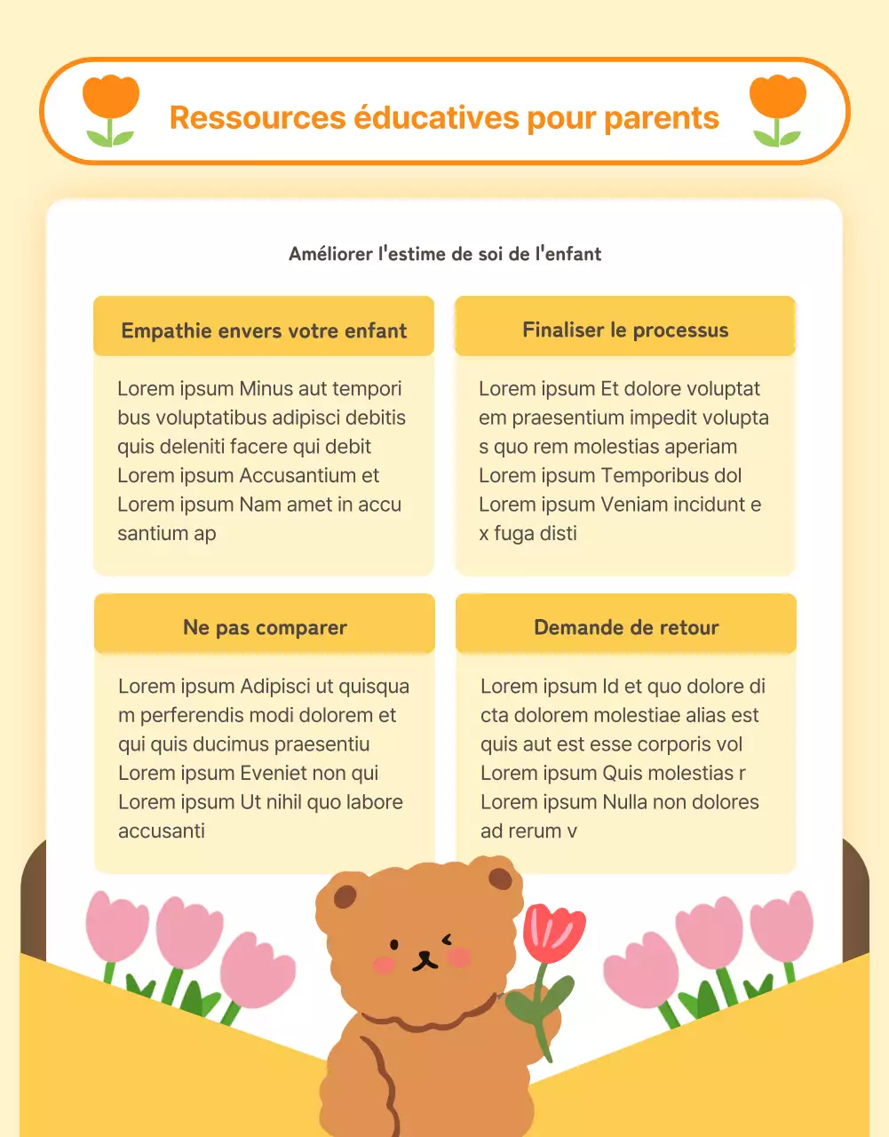 Annonces préscolaires orange et jaunes