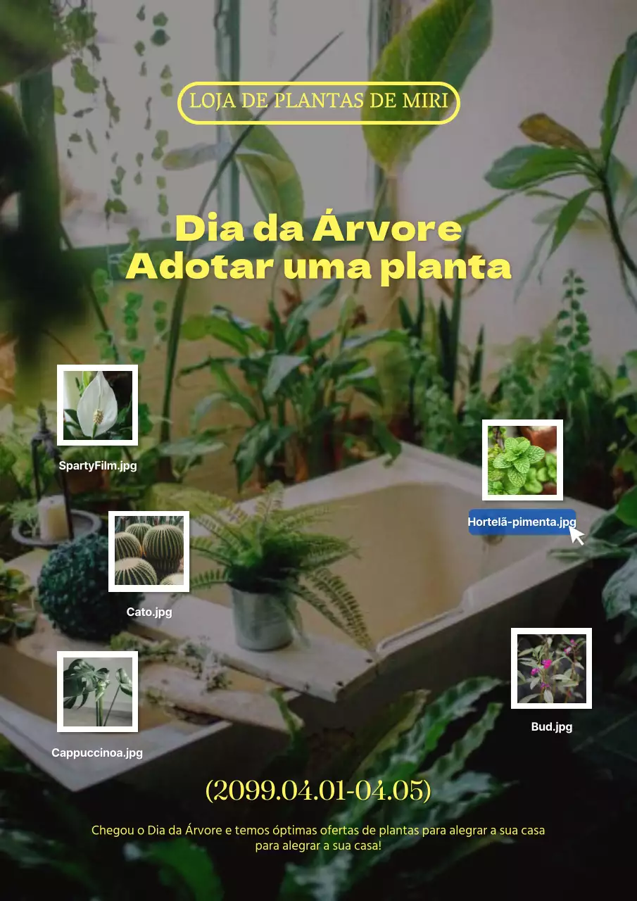 Promover descontos em plantas para celebrar a tendência verde e amarela do Dia Verde