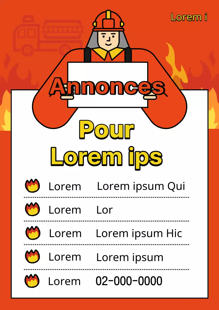 Un simple avis de recrutement de sapeurs-pompiers volontaires rouge et jaune